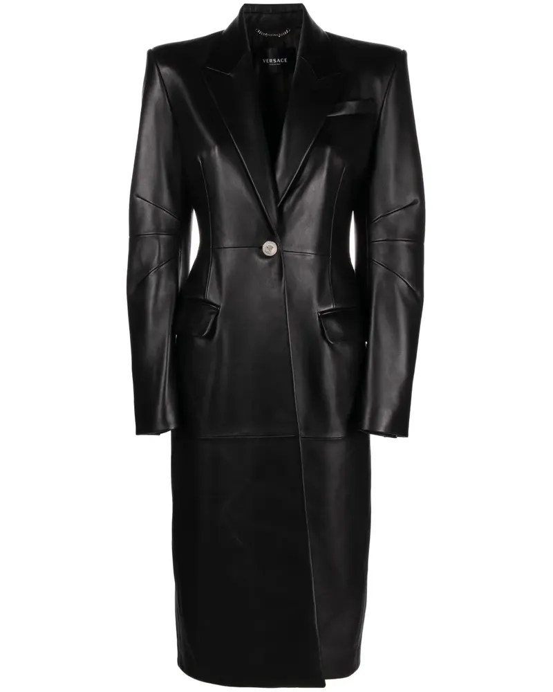 Versace Trenchcoat aus Leder - Schwarz Schwarz