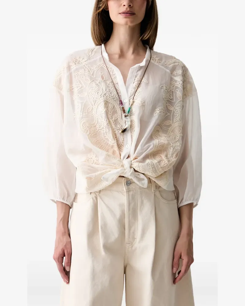 HAVEONE Bestickte Bluse - Weiß Weiß