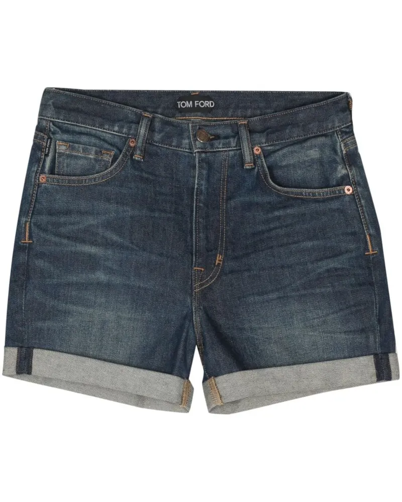 Tom Ford Jeans-Shorts mit Logo-Patch - Blau Blau