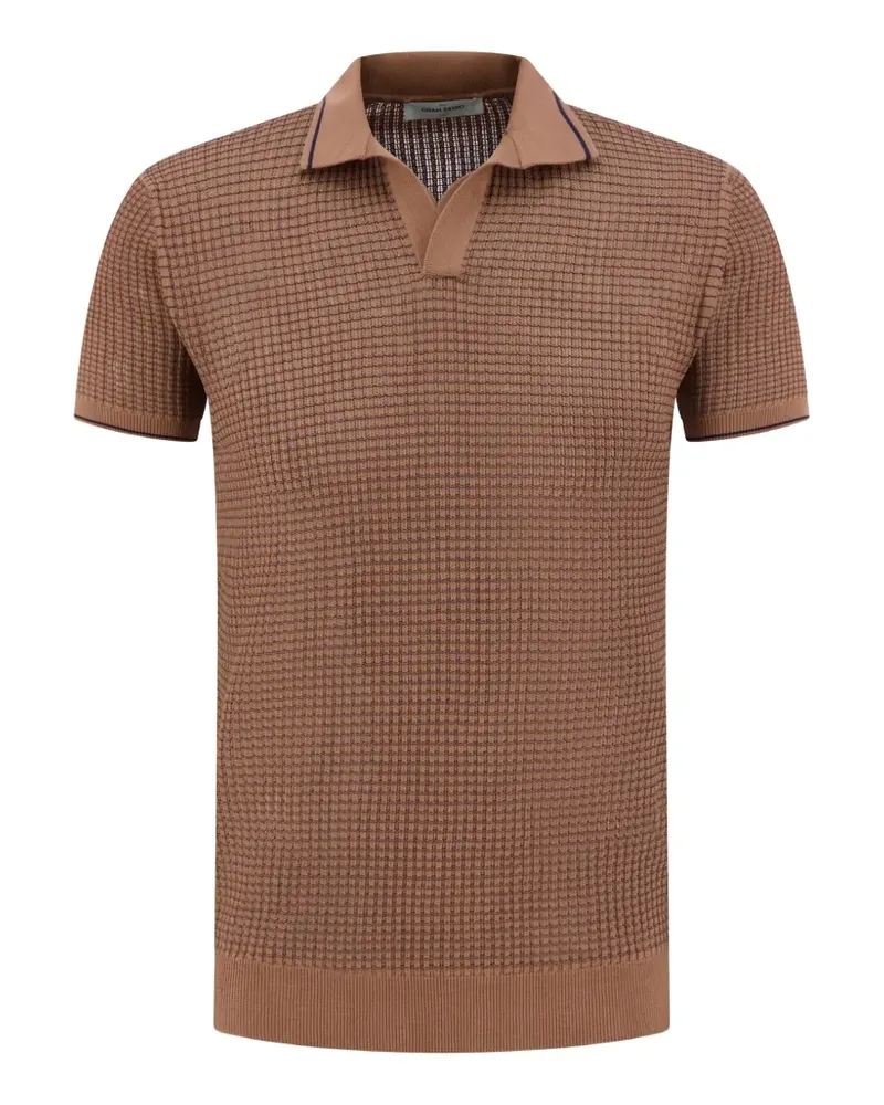 Gran Sasso waffle-knit short-sleeve polo shirt - Braun Braun