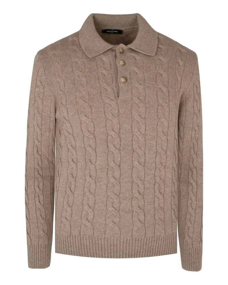Gran Sasso cable-knit polo-collar sweater - Nude Nude