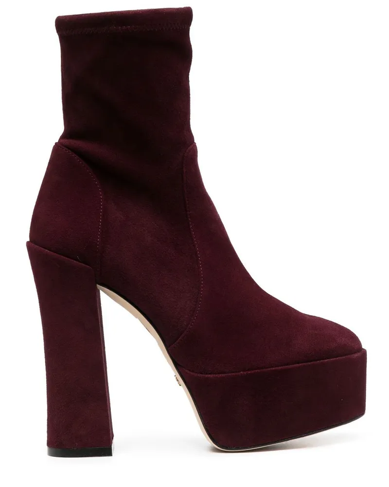 Stuart Weitzman Plateau-Stiefel aus Wildleder - Rot Rot