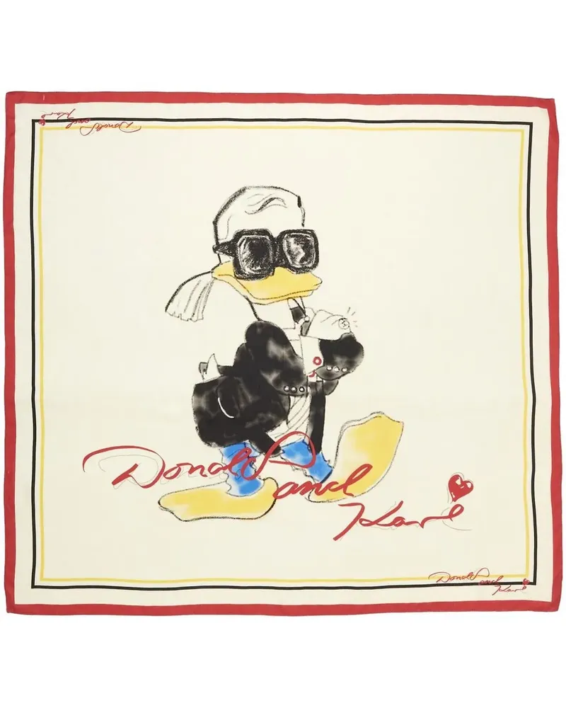 Karl Lagerfeld x Disney Seidenschal mit Print - Nude Nude