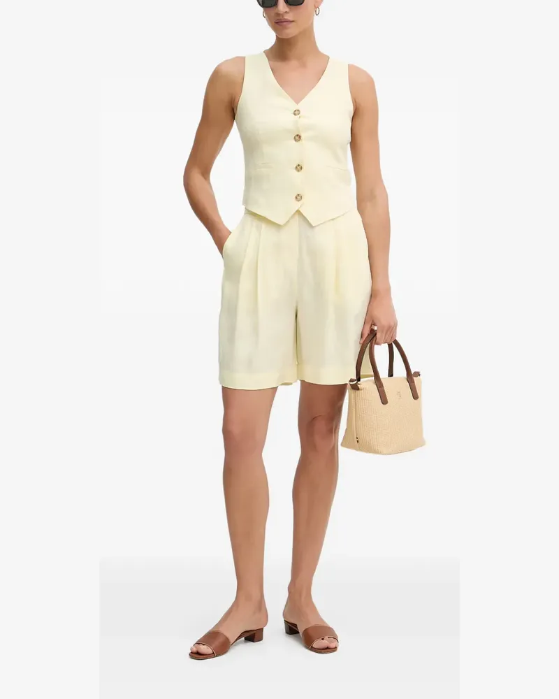 Benetton pleated linen shorts - Gelb Gelb