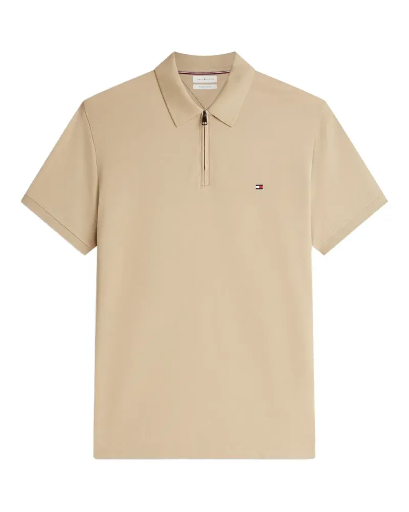 Tommy Hilfiger zip-neck logo-detail polo shirt - Nude Nude