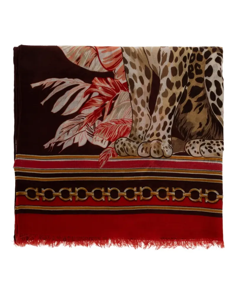Ferragamo Schal mit Leopardenprint - Braun Braun