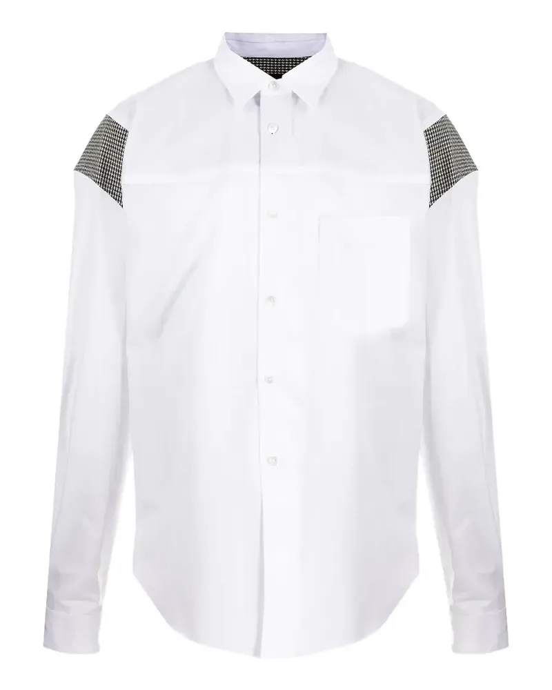 Comme des Garçons houndstooth-panel cut-out shirt - Weiß Weiß