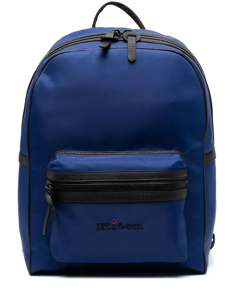 Kiton Rucksack mit Logo-Print - Blau Blau