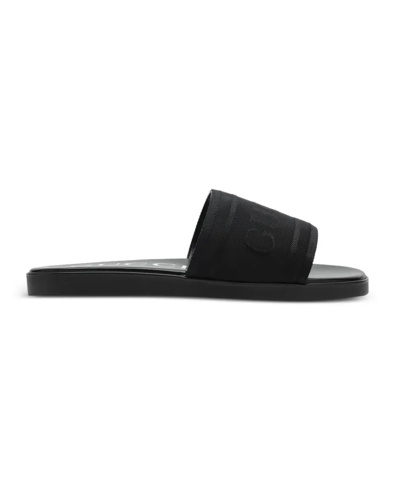 Gucci logo-embroidered slides - Schwarz Schwarz