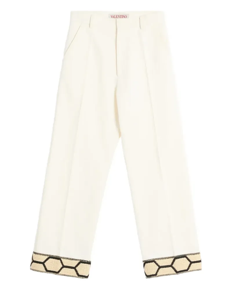 Valentino Garavani Gerade Hose mit Jacquard-Saum - Weiß Weiß