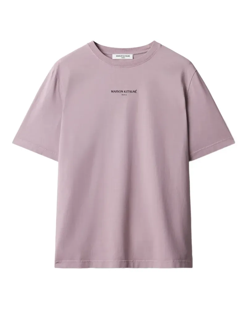 Kitsuné T-Shirt mit Logo-Stickerei - Violett Violett