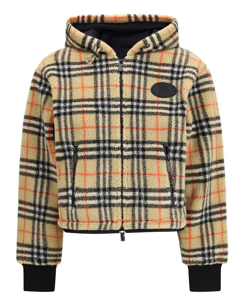 Burberry hooded check-pattern jacket - Nude Nude