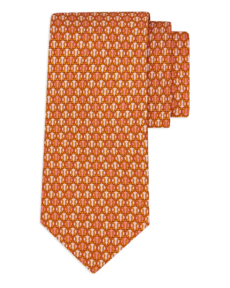 Ferragamo Seidenkrawatte mit Gancini-Print - Orange Orange