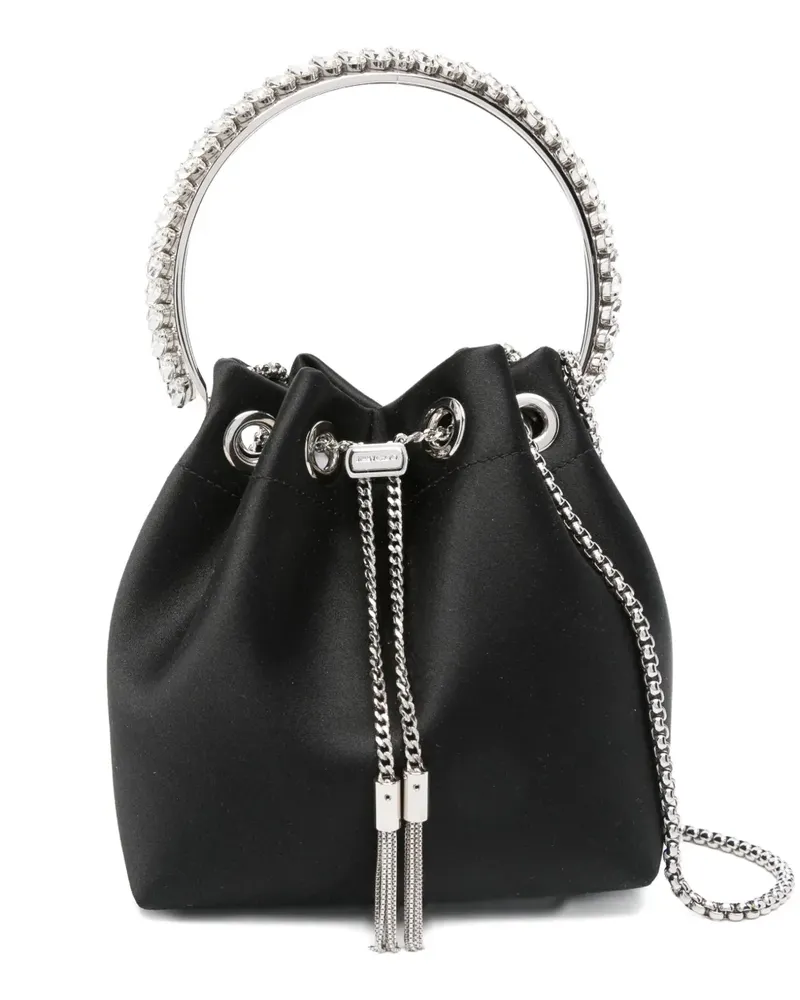 Jimmy Choo Bon Bon Kordelzug-Tasche mit Kristallen - Schwarz Schwarz