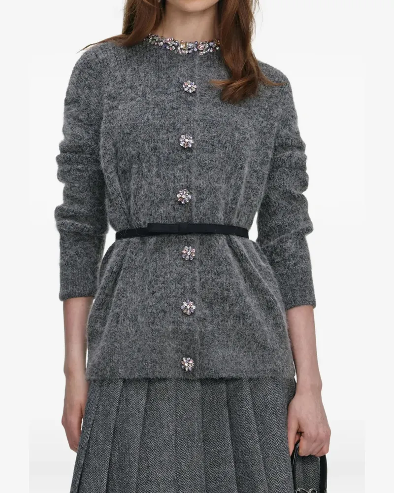 Self-Portrait Cardigan mit Kristallen - Grau Grau