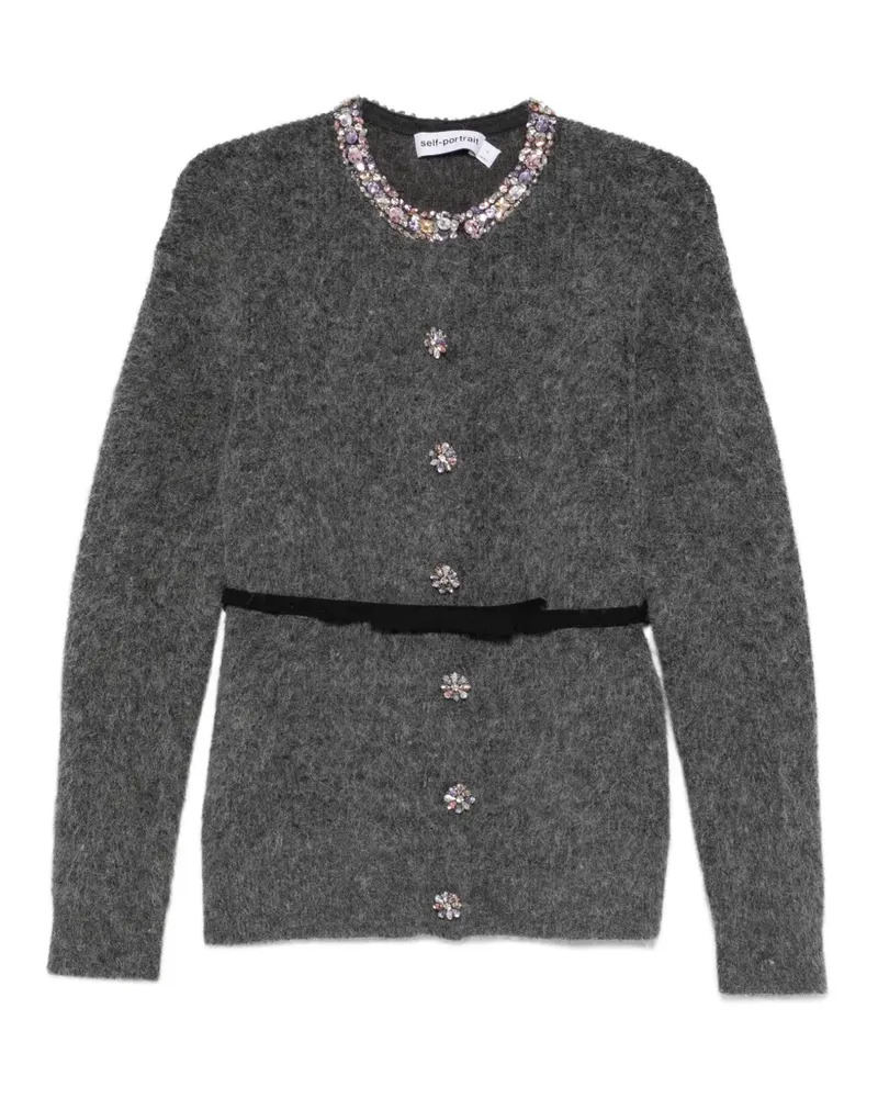 Self-Portrait Cardigan mit Kristallen - Grau Grau