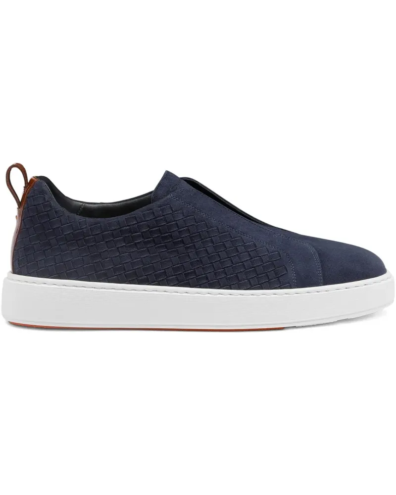 Santoni woven suede slip-on sneaker - Blau Blau