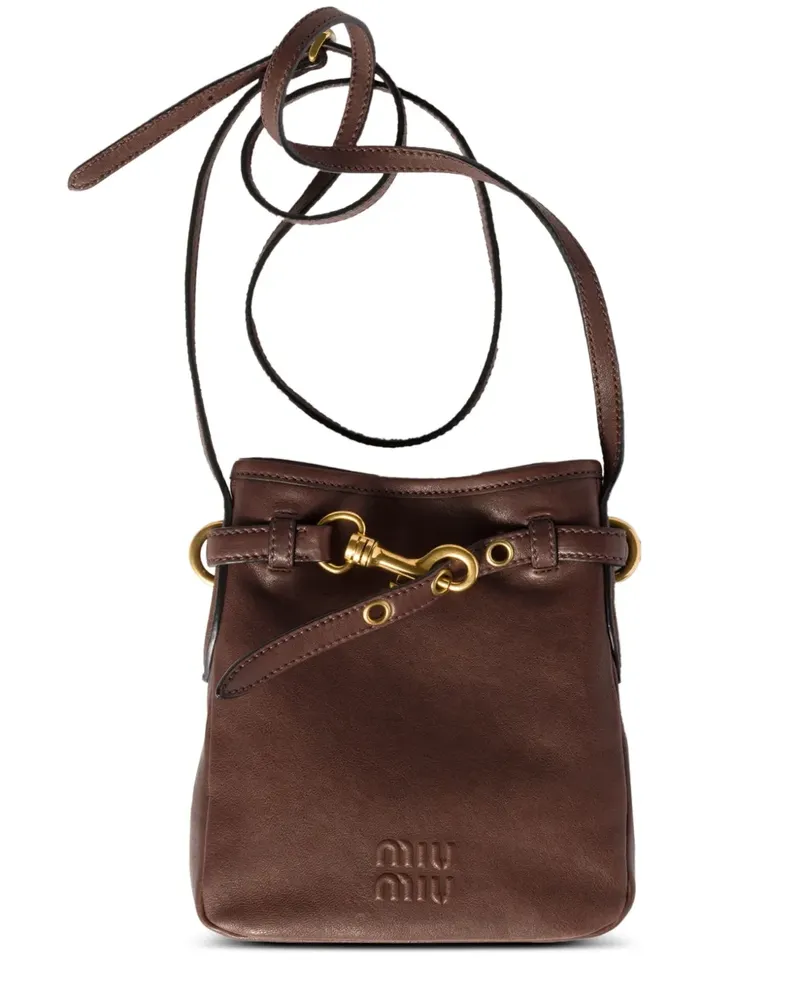 Miu Miu Clutch mit Logo-Prägung - Braun Braun