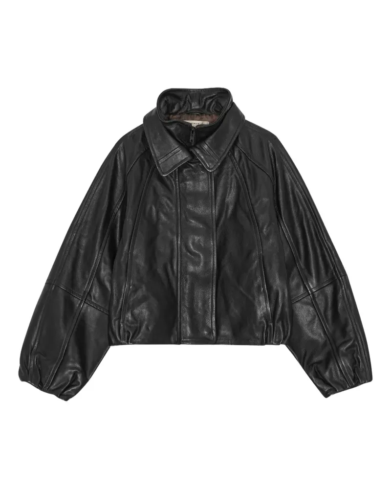 REMAIN Klassische Lederjacke - Schwarz Schwarz