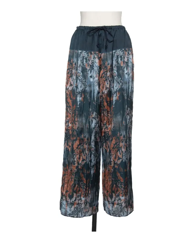 Muller of Yoshiokubo Mural damask-pattern drawstring pants - Blau Blau