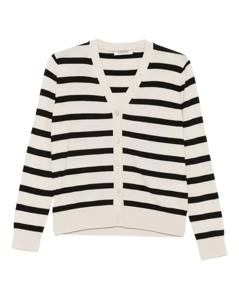 Max Mara Gestreifter Cardigan mit V-Ausschnitt - Nude Nude