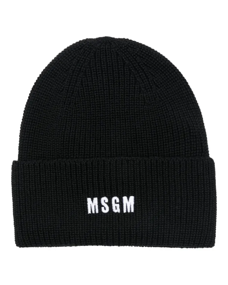 MSGM logo-embroidered beanie hat - Schwarz Schwarz