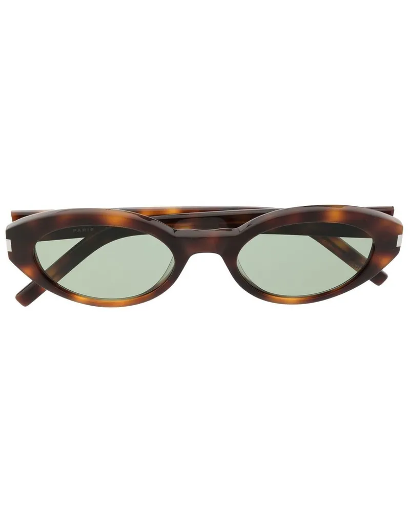 Saint Laurent Sonnenbrille mit ovalem Gestell Braun