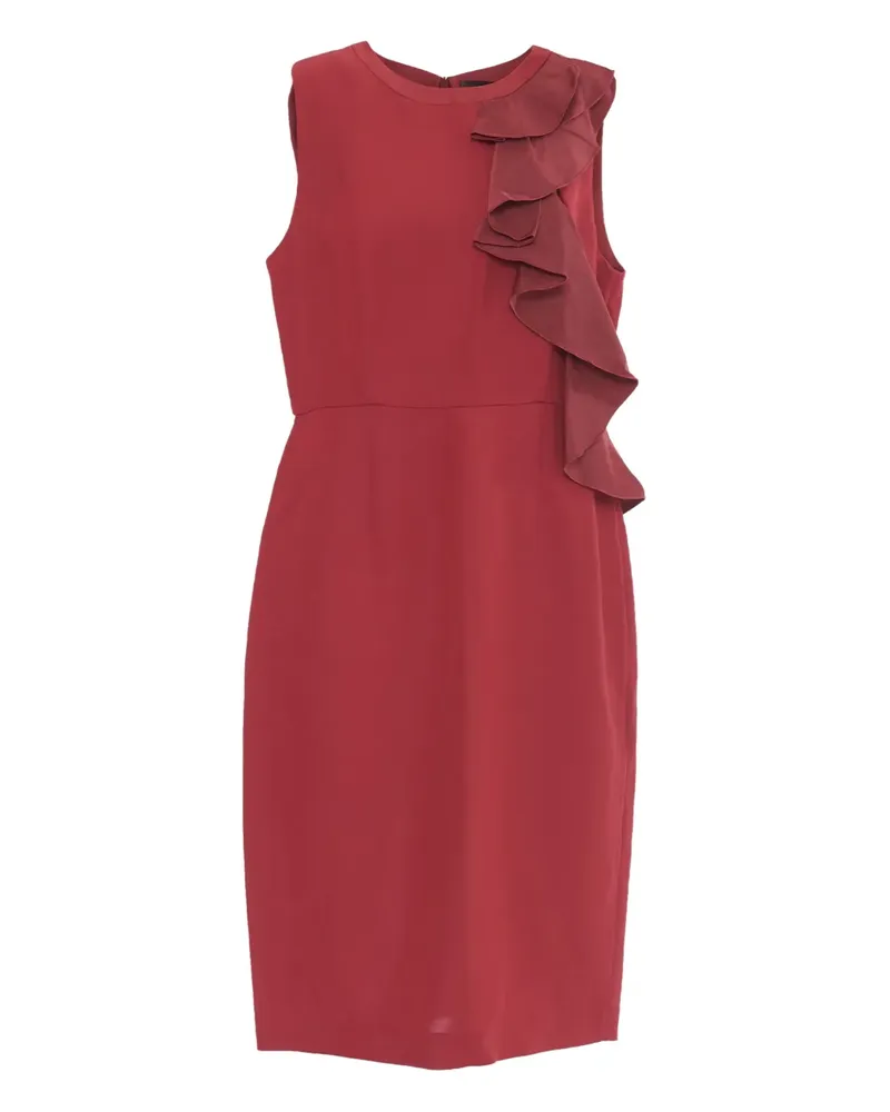 Max Mara Midikleid mit Rüschendetail - Rot Rot