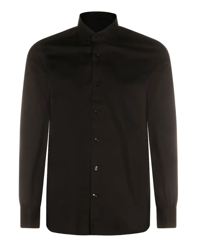 MAZZARELLI Schmal geschnittenes Hemd mit Knöpfen - Schwarz Schwarz