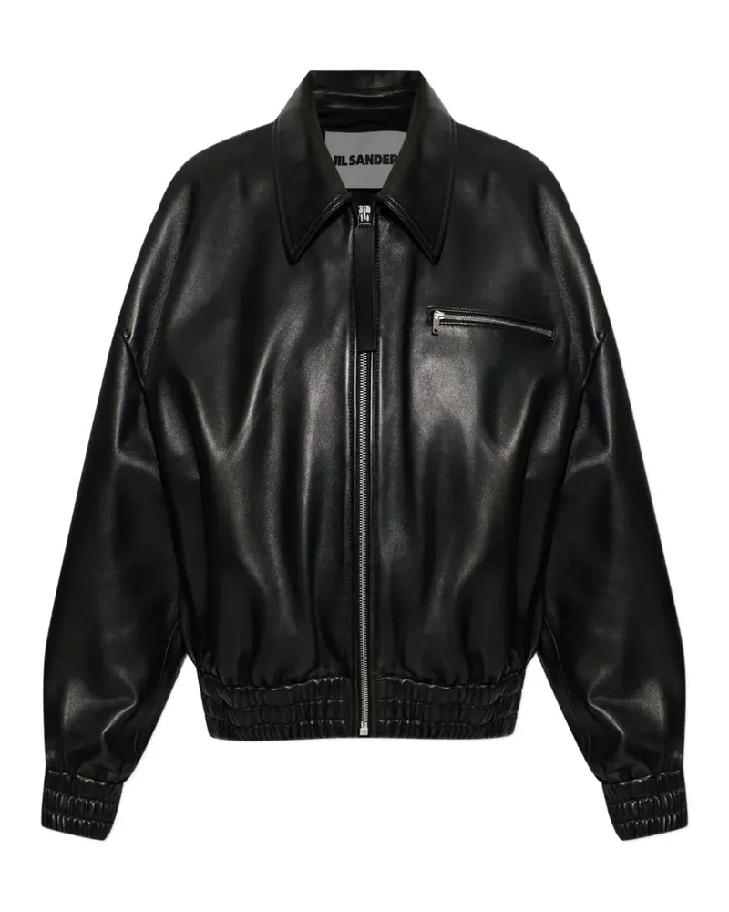 Jil Sander Bomberjacke aus Leder - Schwarz Schwarz