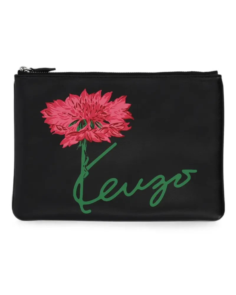 Kenzo Tulip leather clutch bag - Schwarz Schwarz