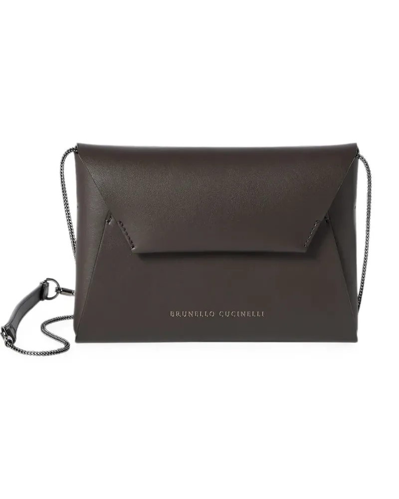 Brunello Cucinelli Duo Pochette aus Kalbsleder mit Kette - Braun Braun