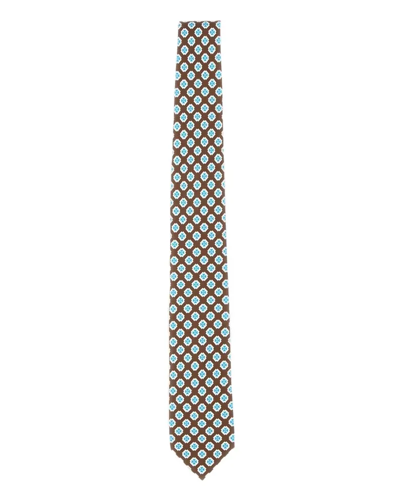 BARBA Gemusterte Krawatte - Braun Braun
