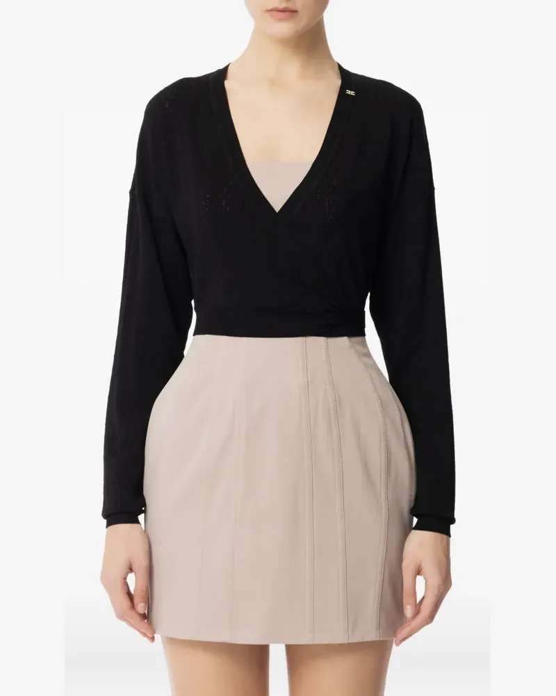 Elisabetta Franchi wrap tie-waist sweater - Schwarz Schwarz