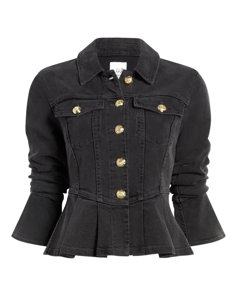 Cinq à Sept Dahlia Jeansjacke mit Knitteroptik - Schwarz Schwarz