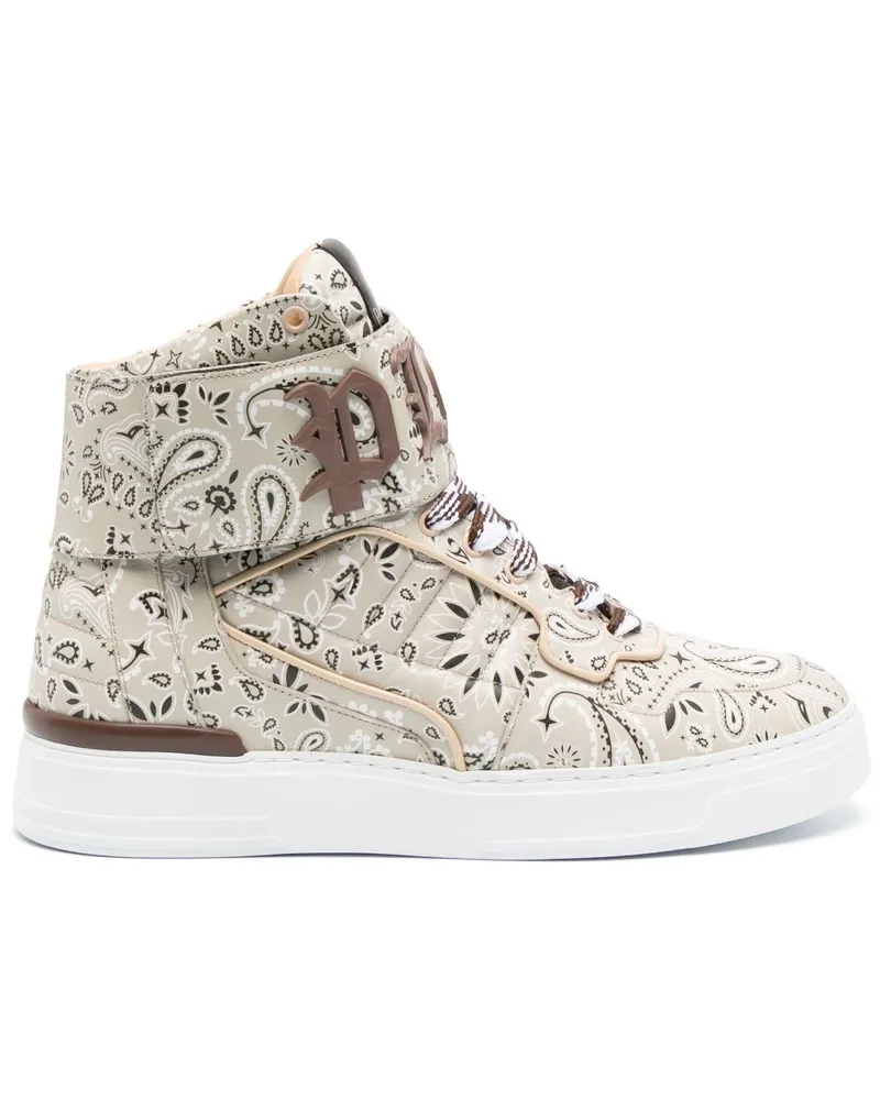 Philipp Plein High-Top-Sneakers mit Paisley-Print - Nude Nude