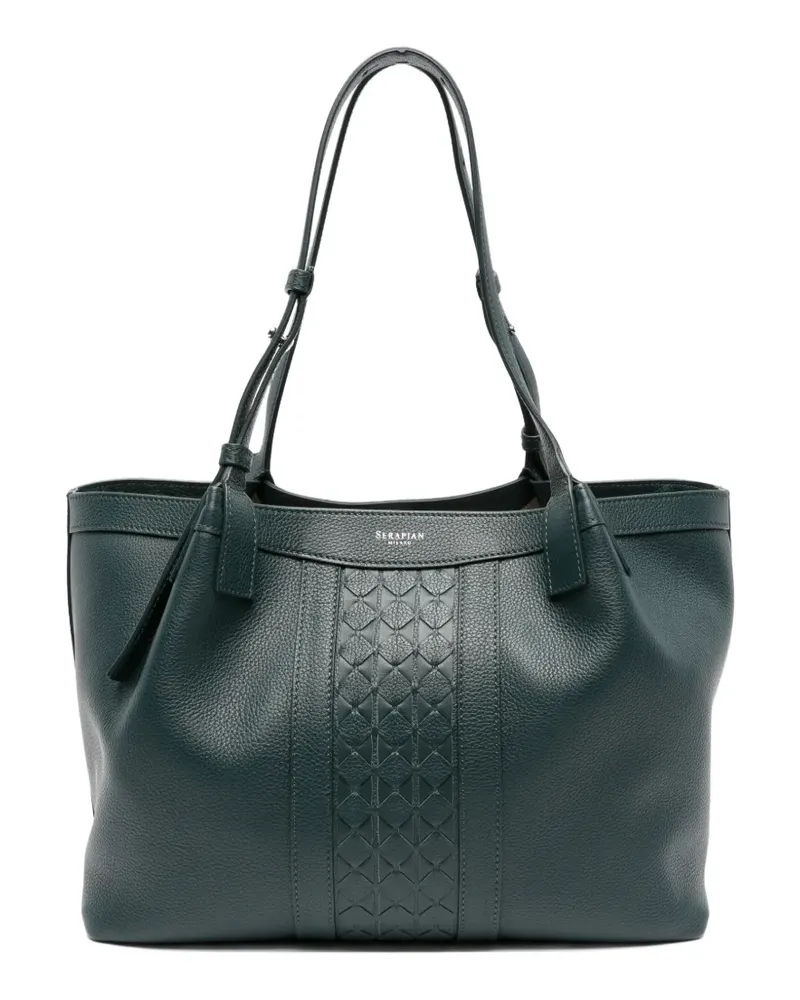 Serapian Kleiner Secret Tote Bag aus Cachemire-Leder und Mosaik - Grün Grün