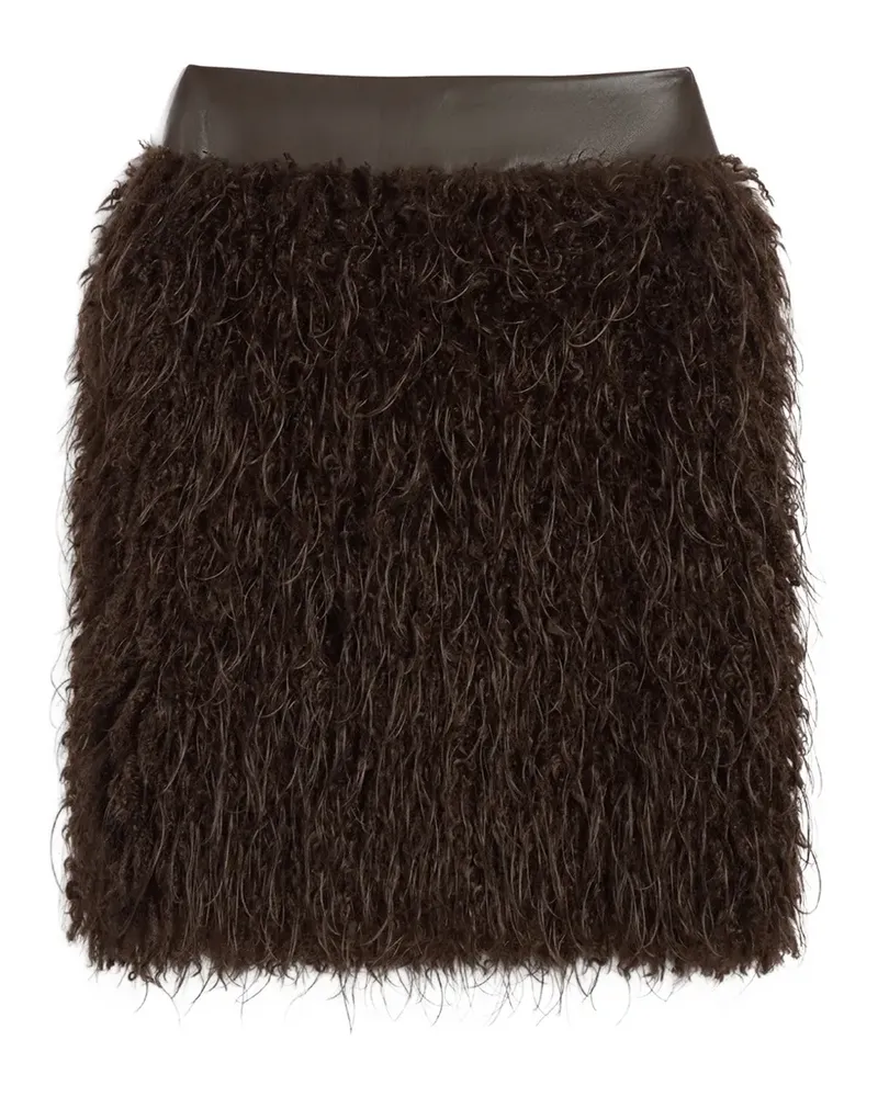 APPARIS Aspen faux-fur straight midi skirt - Braun Braun
