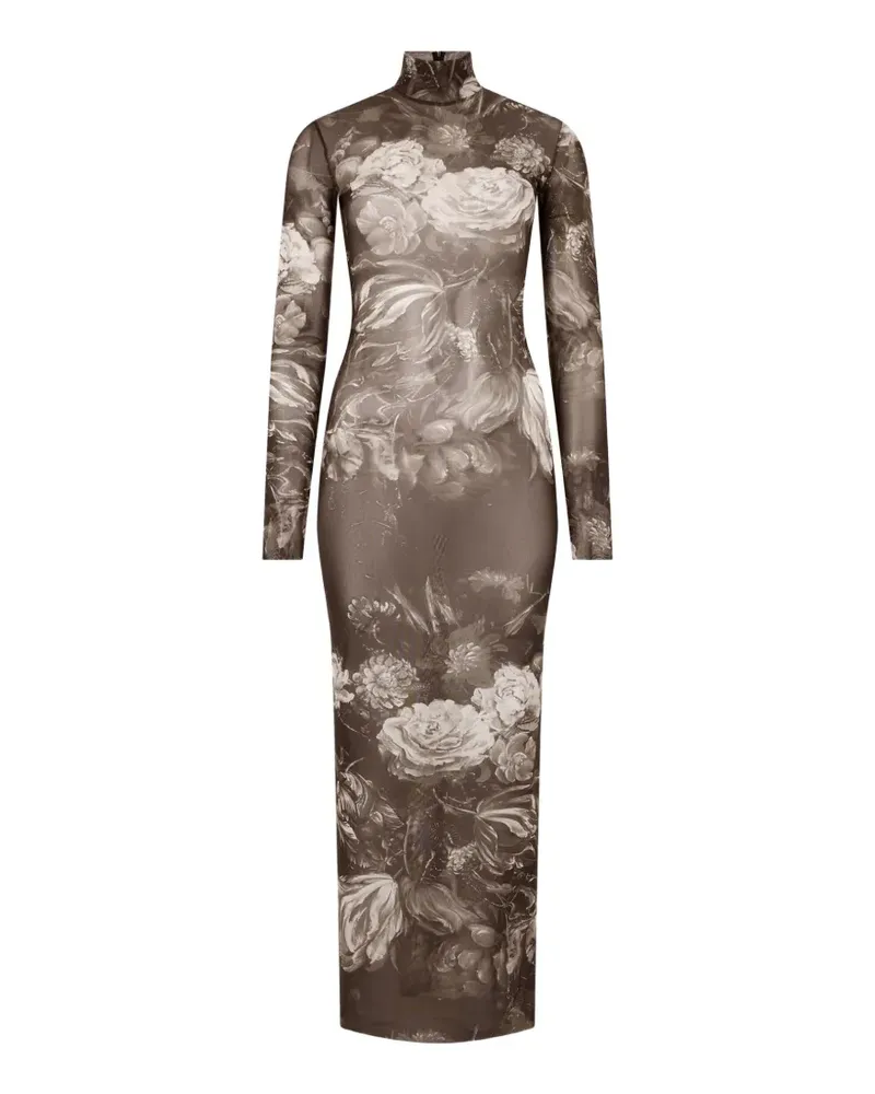 Roberto Cavalli Maxikleid mit Blumen-Print - Braun Braun