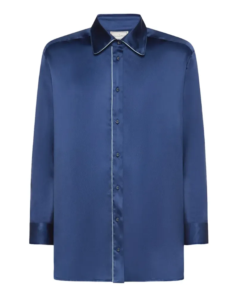 Pierre-Louis Mascia Mutka piping-detail silk shirt - Blau Blau