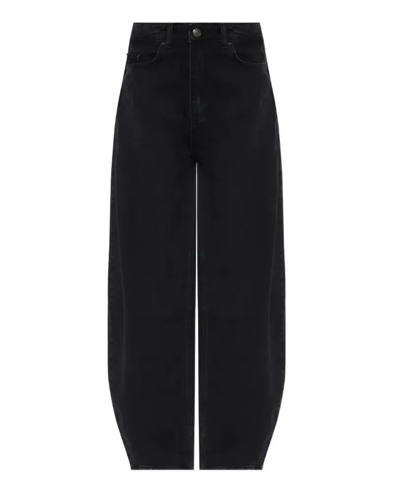 ROTATE Birger Christensen Drapierte Barrel-Leg-Jeans - Schwarz Schwarz