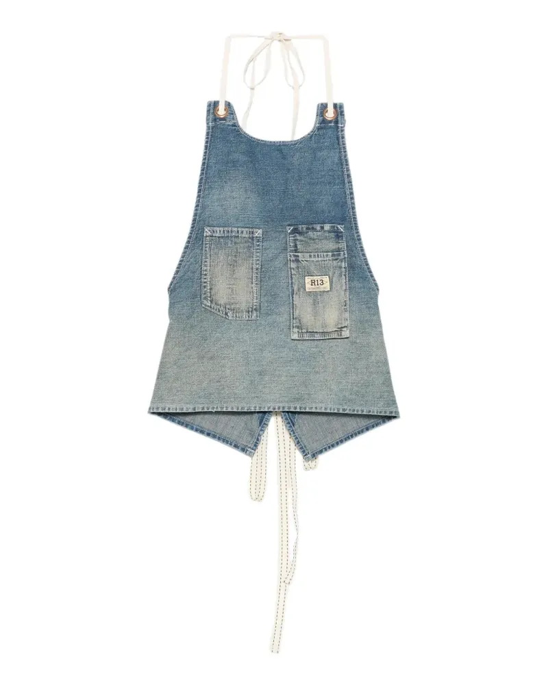 R13 Rückenfreies Neckholder-Top - Blau Blau