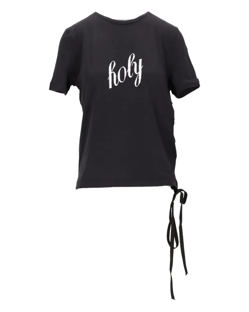 Ann Demeulemeester Fanie T-Shirt mit Schnürung - Schwarz Schwarz