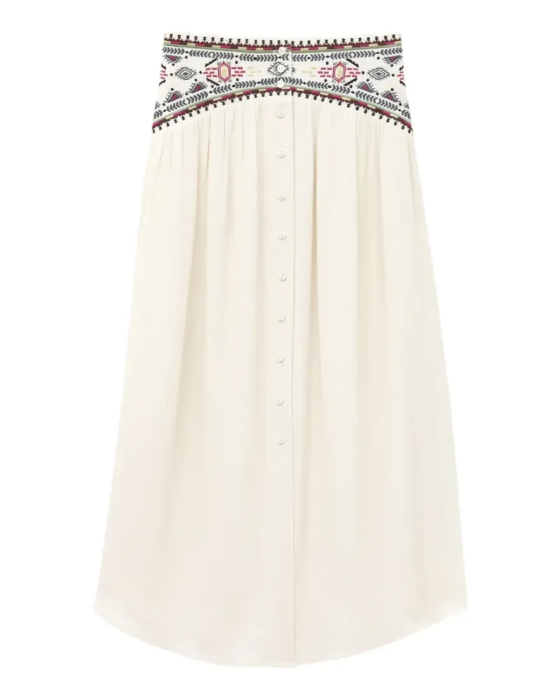 ba&sh Tilana embroidered buttoned skirt - Nude Nude