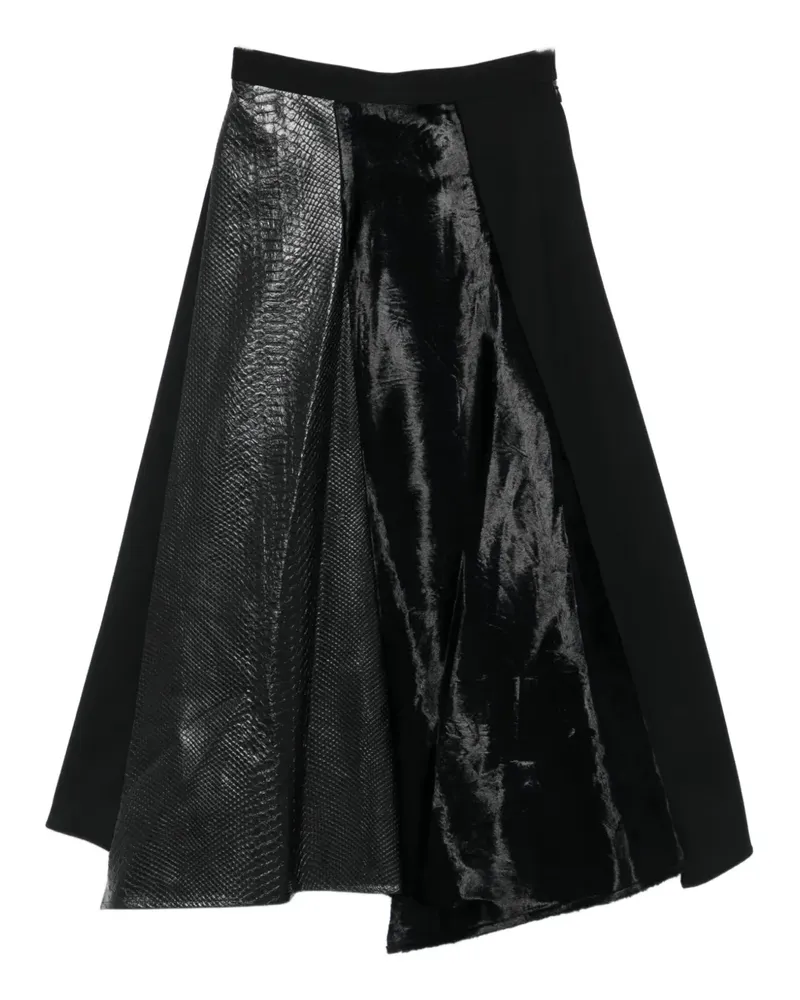 Junya Watanabe snakeskin-velvet panel skirt - Schwarz Schwarz