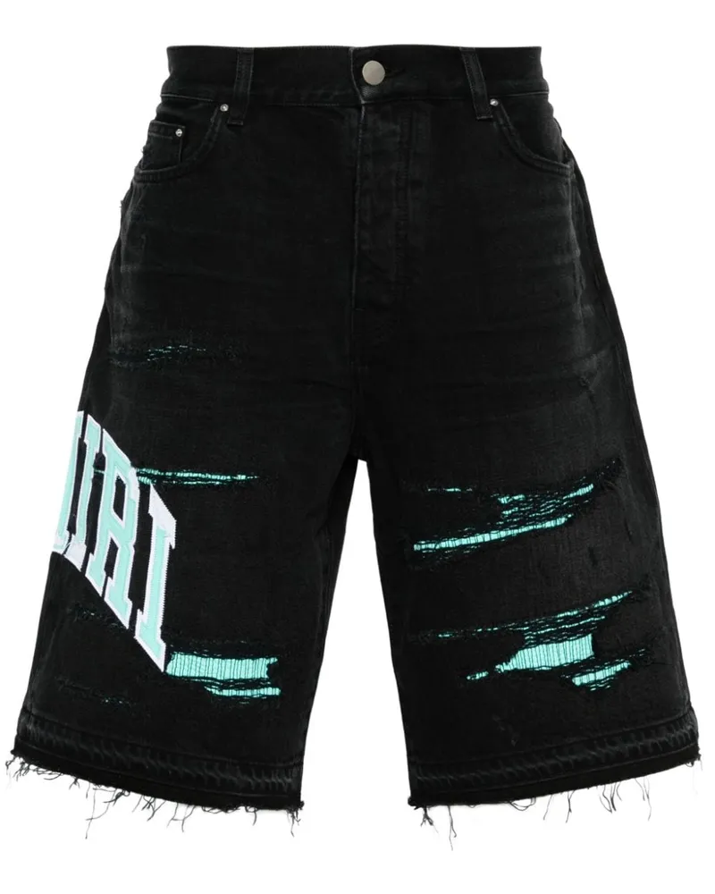 Amiri Jeans-Shorts mit Logo-Stickerei Schwarz