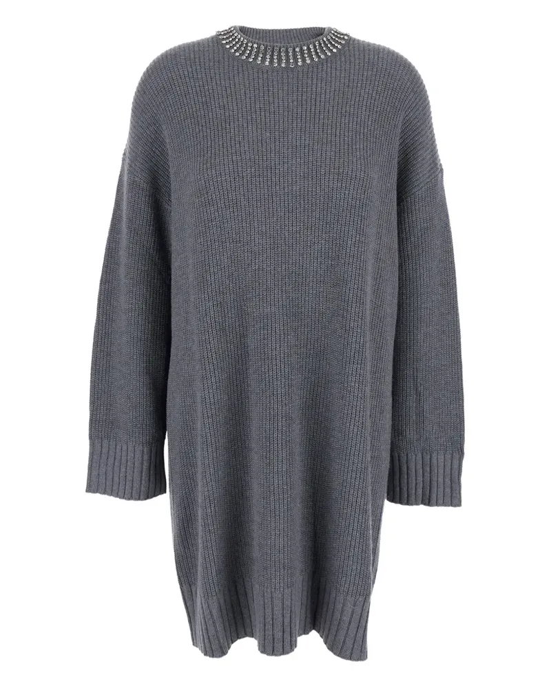 Pinko Gestricktes Minikleid mit verziertem Ausschnitt - Grau Grau