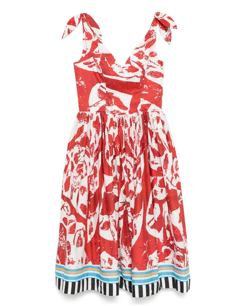 Stella Jean Midikleid mit Print - Rot Rot