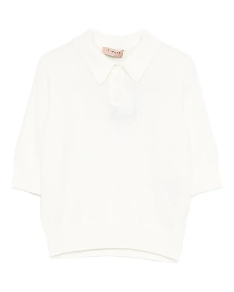 Twin-Set Poloshirt mit gebürstetem Effekt - Weiß Weiß