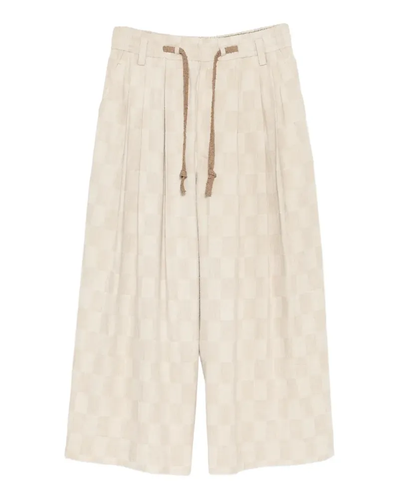 Ziggy Chen checkered drawstring trousers - Nude Nude